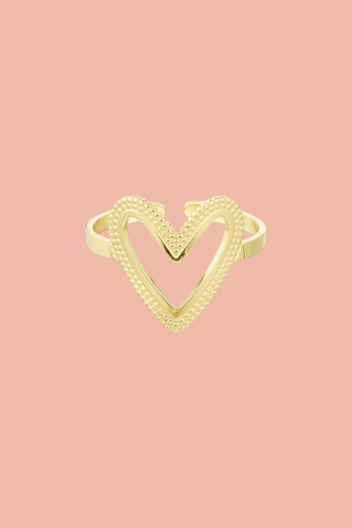 Stainless steel ring with a open heart