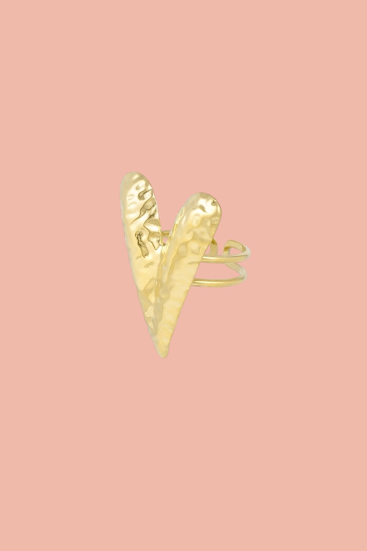 Stainless steel gold heart ring