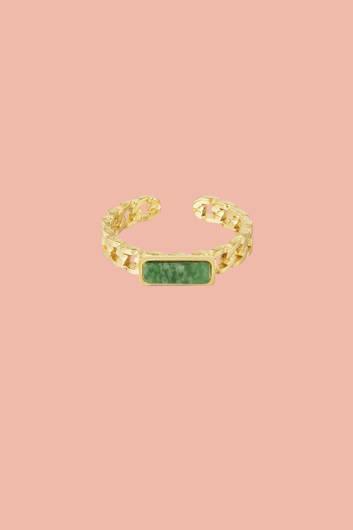 Stainless steel rectangular gemstone ring