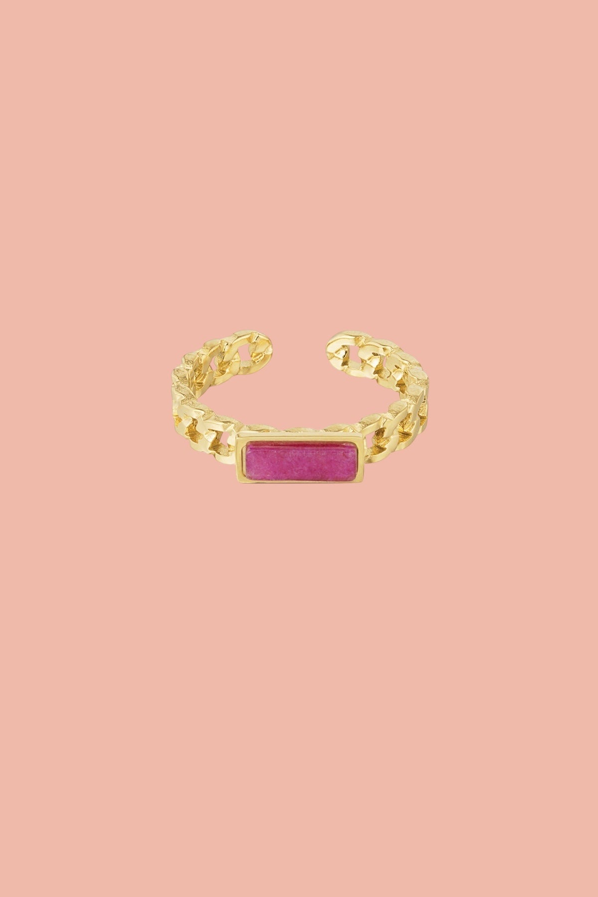 Stainless steel rectangular gemstone ring