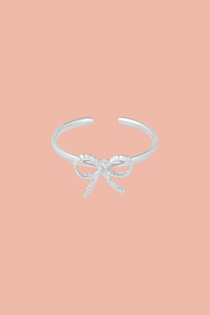 Stainless steel silver bow ring