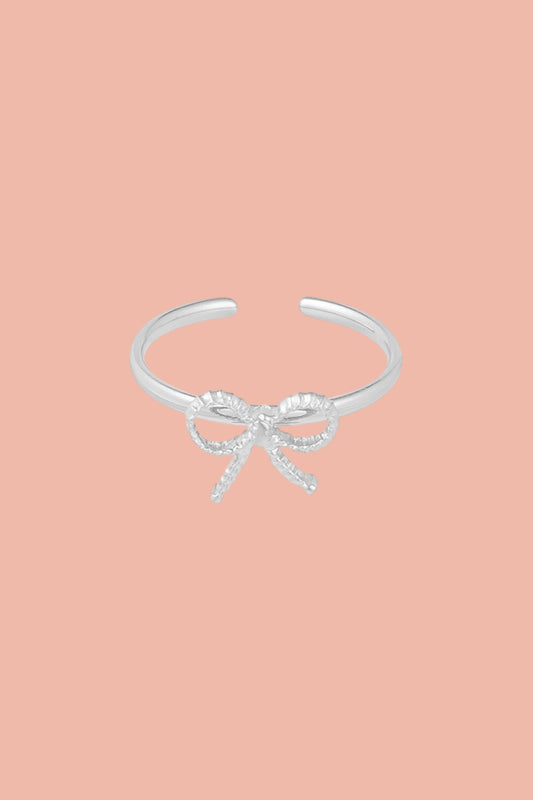 Stainless steel silver bow ring