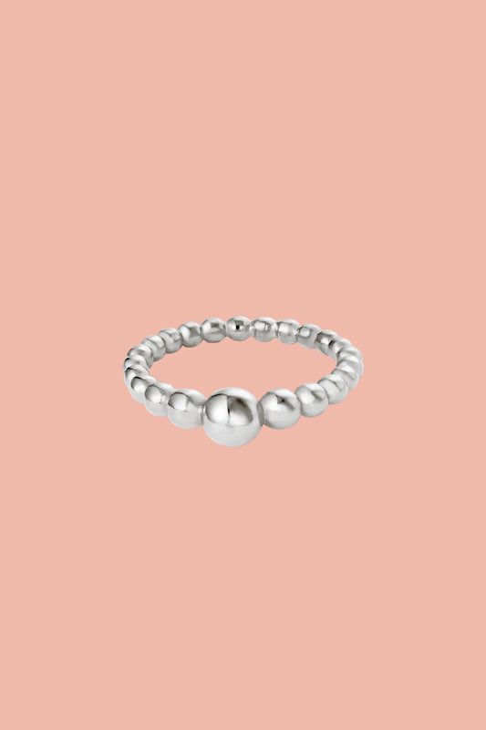 Stainless steel silver ring with bols