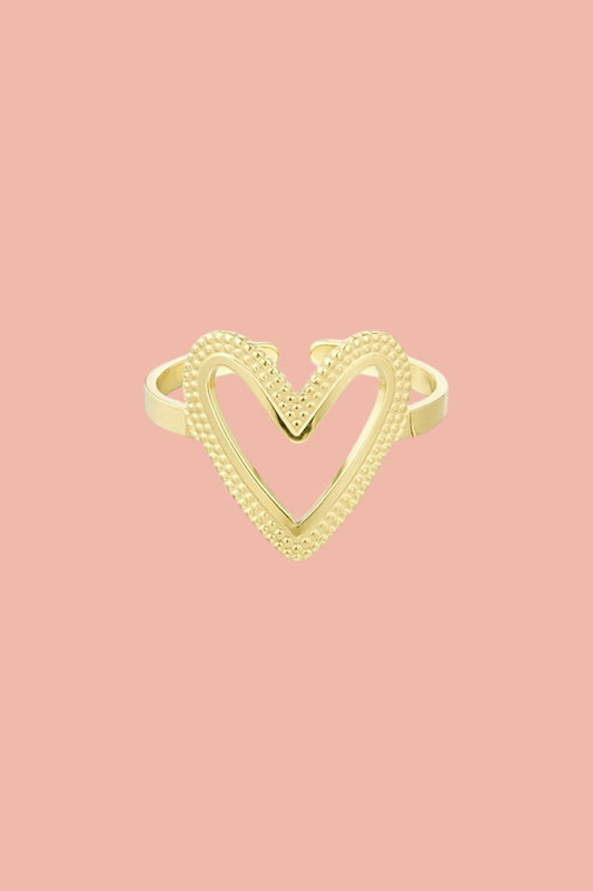 Stainless steel ring with a open heart
