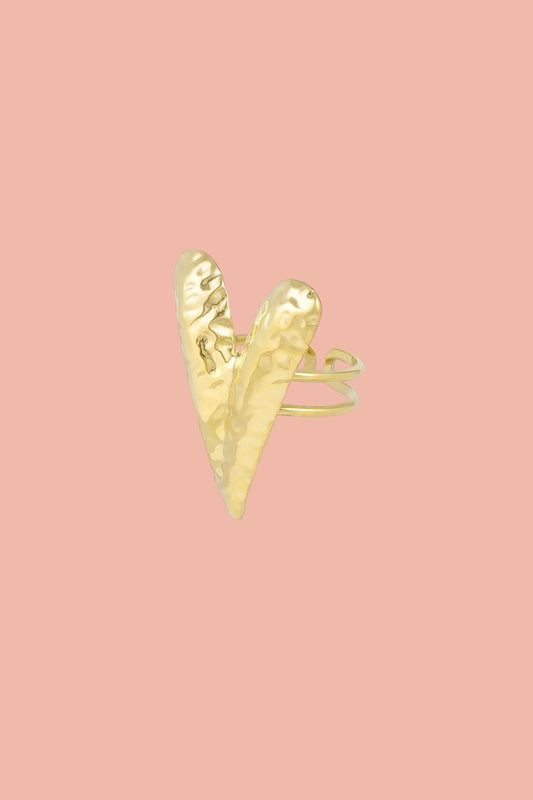 Stainless steel gold heart ring