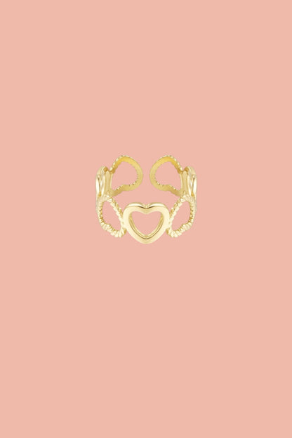 Stainless steel ring with open hearts