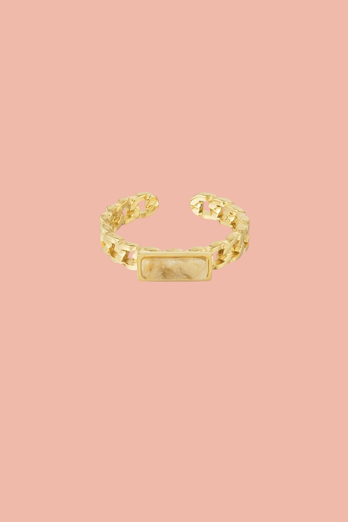 Stainless steel rectangular gemstone ring