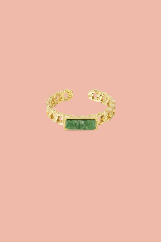 Stainless steel rectangular gemstone ring