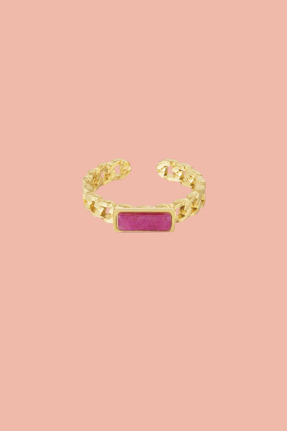 Stainless steel rectangular gemstone ring