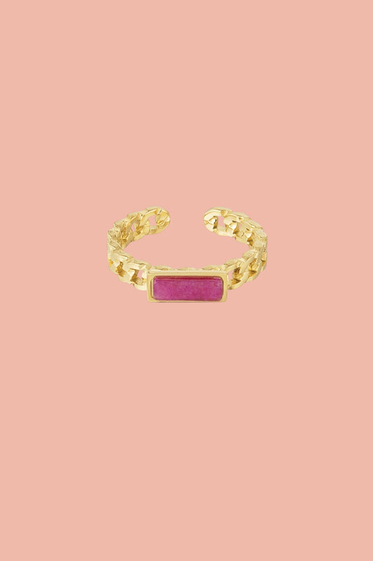 Stainless steel rectangular gemstone ring